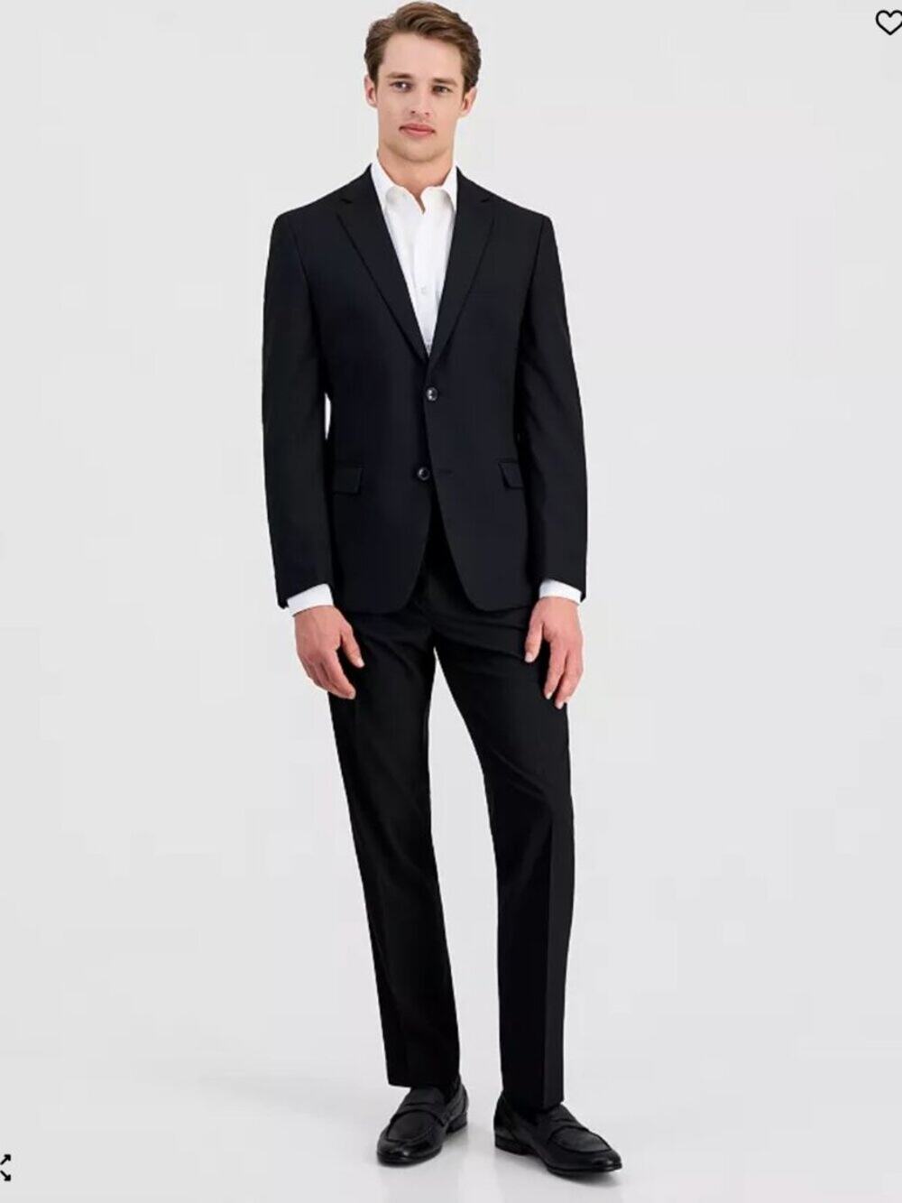 Alfani Black Slim Fit 2-Piece Suit Size 46L - 38x32